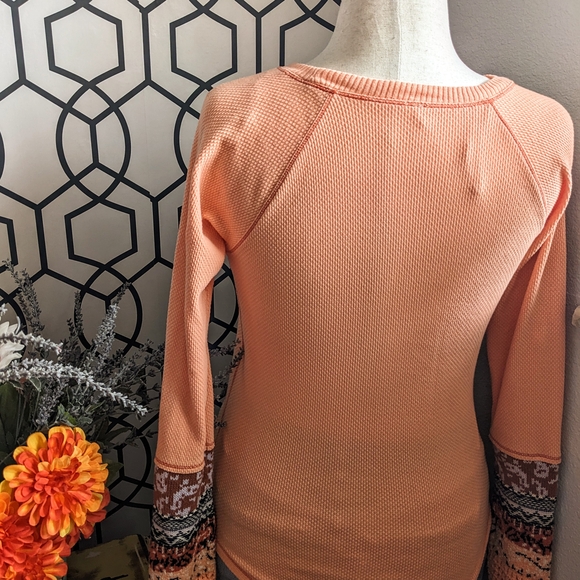 Free People Orange Long Sleeve Women's Top - Picture 3 of 6